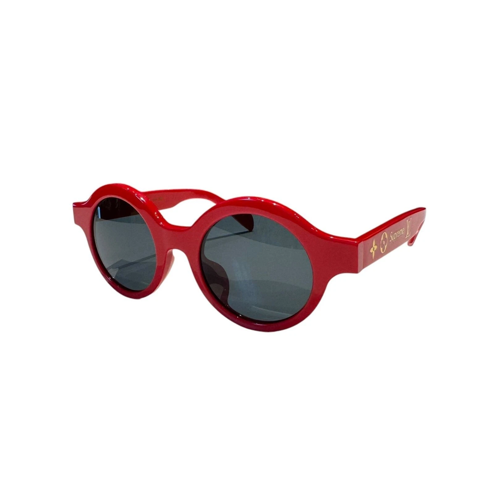 Lunettes de soleil rondes Louis Vuitton Supreme Collaboration Downtown Z0989E rouge femme