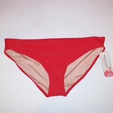 Tropical Escape Womens Swim Bikini Bottom Plus Solid Red Swimwear