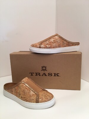 Trask Lindy Natural Gold Star Italian Cork Slip On Mule Sneakers