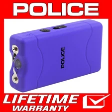 POLICE Stun Gun Self Defense 800 380 BV Rechargeable with LED Flashlight Purple