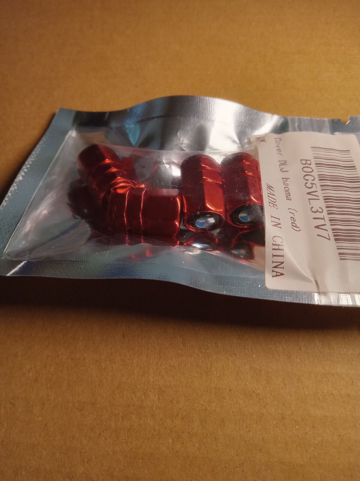 4pc Red Hex Broke My Wallet Emblem Car Wheels Tire Valve Caps Stem Dust Cover-image