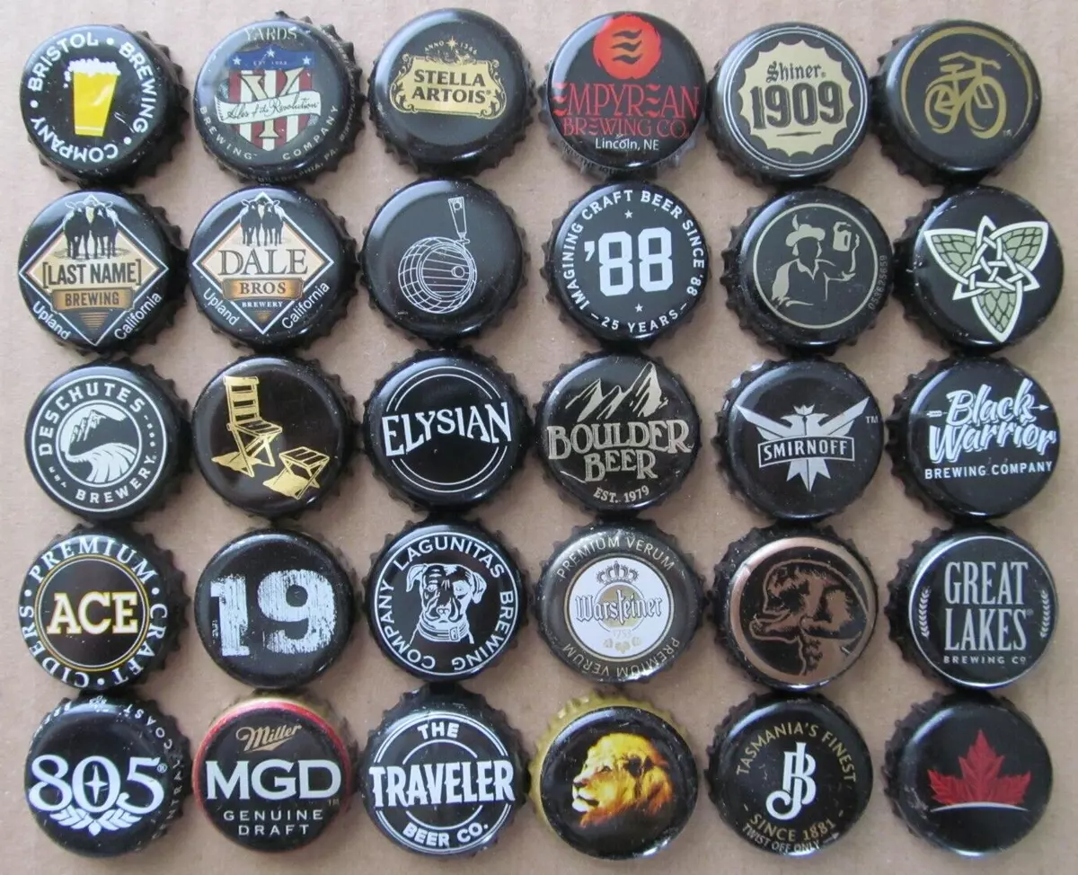 30 DIFFERENT WORLDWIDE BLACK THEMED BEER BOTTLE CAPS | eBay