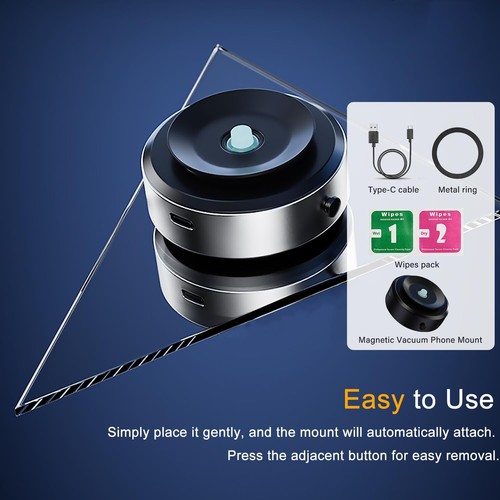 Electric Vacuum Magnetic Suction Cup Car Phone Holder Magnetic Cell Phone Holder - Photo 3 sur 8