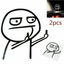 2PCS Dessin Milieu Doigt Vinyle Réfléchissant Autocollants Auto Moto Décalques
