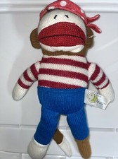 Dan Dee Sock Monkey Brown -Striped Sweater Look/Hat10" Tall PLush Stuffed
