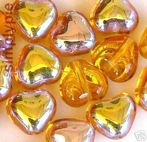 Topaz AB Heart Czech Glass Beads 6mm 25 Pcs - 第 1/2 張圖片