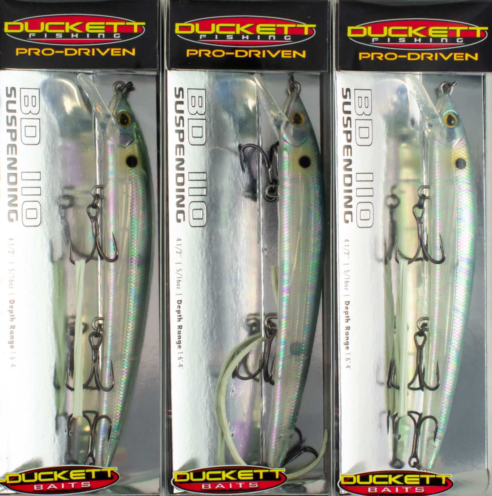(LOT OF 3) DUCKETT PRO DRIVEN BD 110 JERKBAIT BD110GBB GHOST BLUE BACK L4207