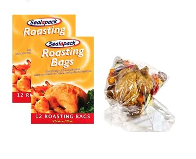 SEALAPACK 24 Large Oven Roasting Bags Chicken Turkey Fish Veg Microwave Steam Bag 38x25cm