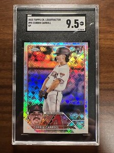 Corbin Carroll 2023 Topps Chrome Logofractor SP Image Variation RC #95 SGC 9.5