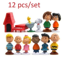 12pcs Japan Anime Peanuts Snoopy Charlie Sally Woodstock Mini Figure Model Toys#