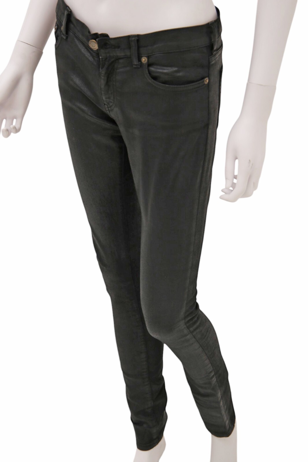 Hedi Slimane × Saint Laurent Paris S S 2013 Waxed Skinny Black Jeans