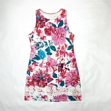 Eliza J Sz 8 Sheath Dress Floral Sleeveless Knee Length Pink Blue White Lace