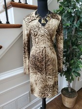 Moa Moa Women's Brown Polyester Blend V-Neck LongSleeve Knee Length Dress Size M