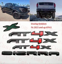 4PCS Grill Doors Rear Matte Black AT4X OVERLAY Emblem 2023+ GMC Sierra 1500