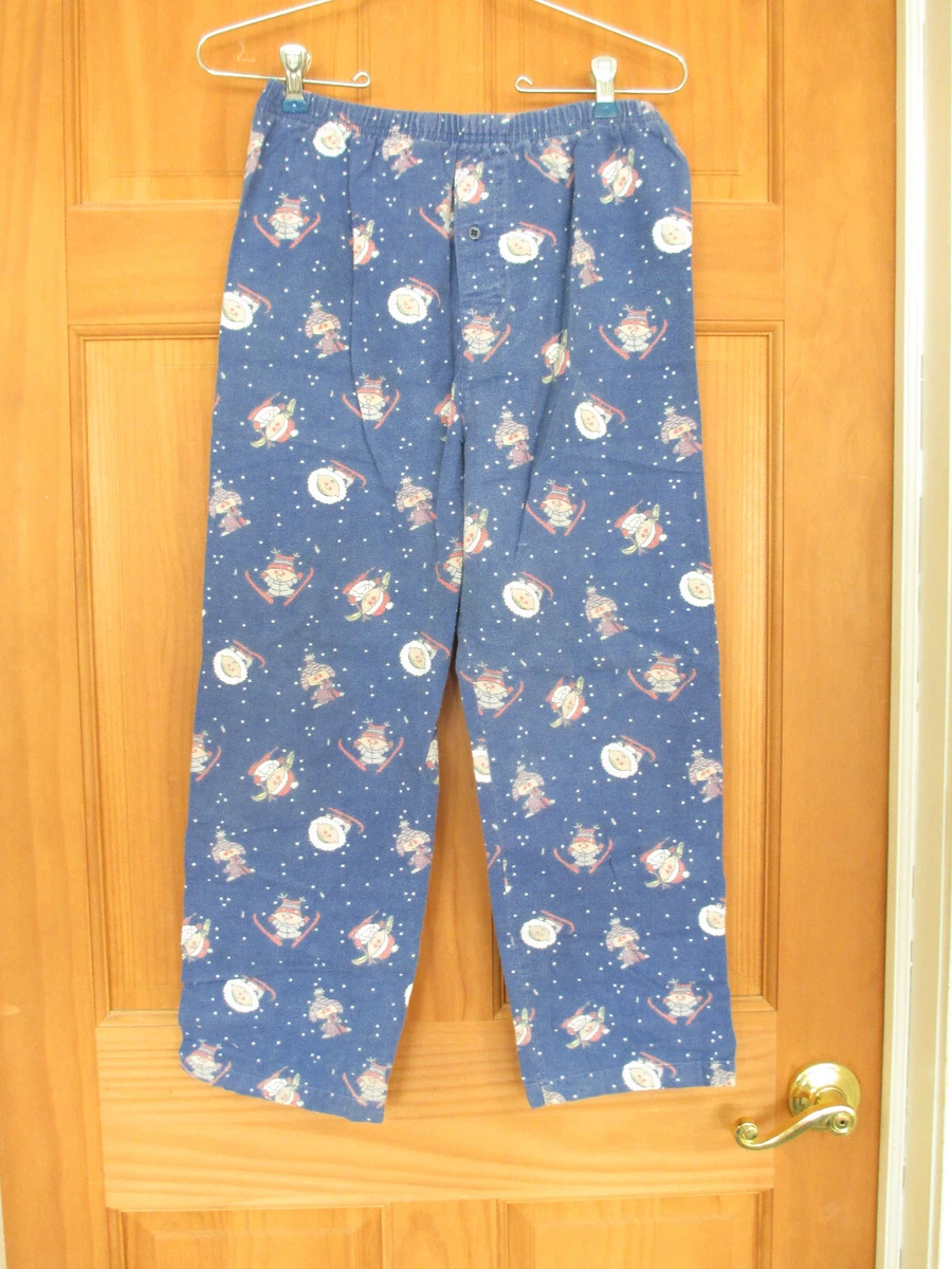 Girls Size L 14 16 Blue Flannel Pajama Pants Winter Theme
