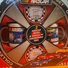 VINTAGE NASCAR COLLECTIBLE Gift Set 2 Coffee MUGS and Cocoa in Collectible Tins