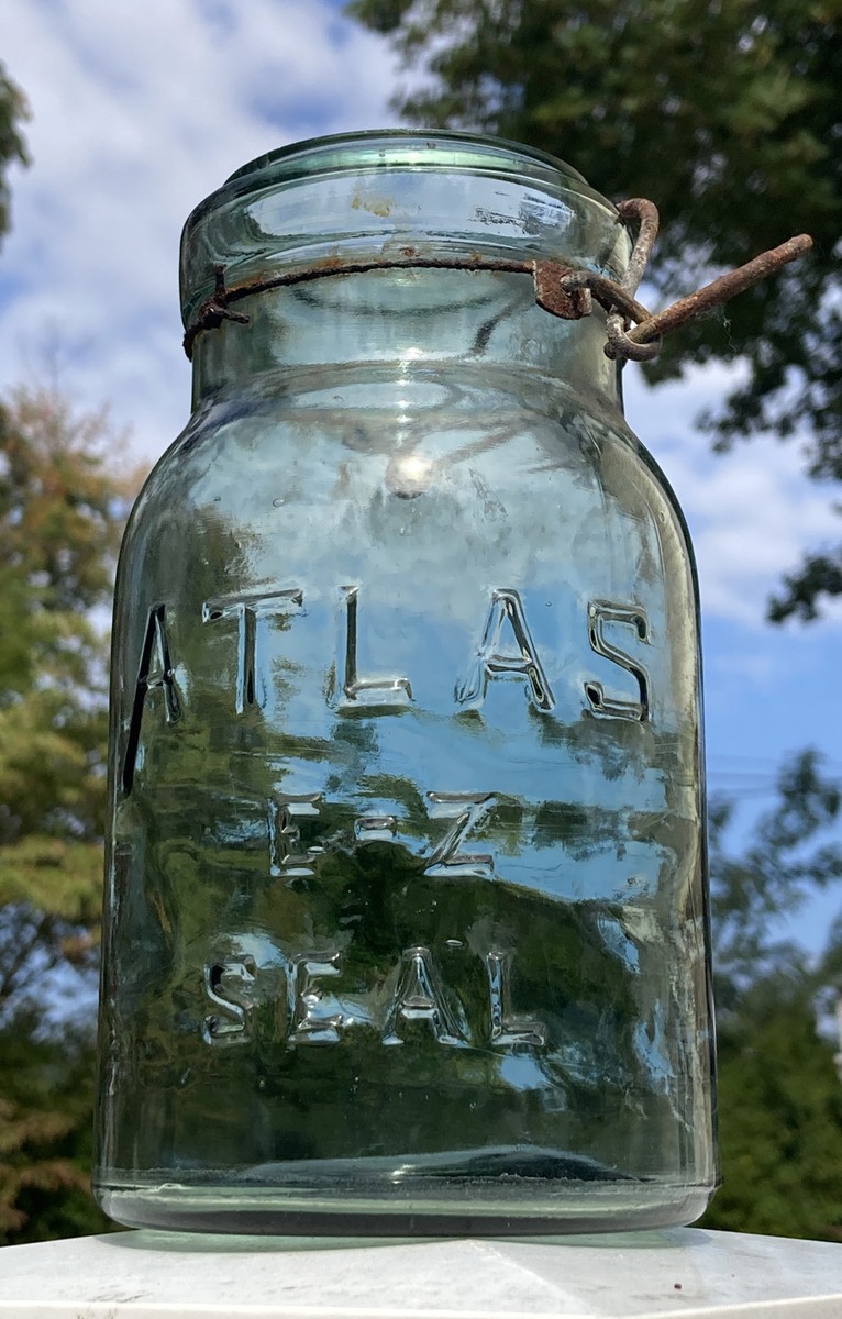 ATLAS アメリカン　ビンテージ　缶 Vintage Atlas E-Z Seal Green Jar Quart Canning Jar Antique 7” | eBay
