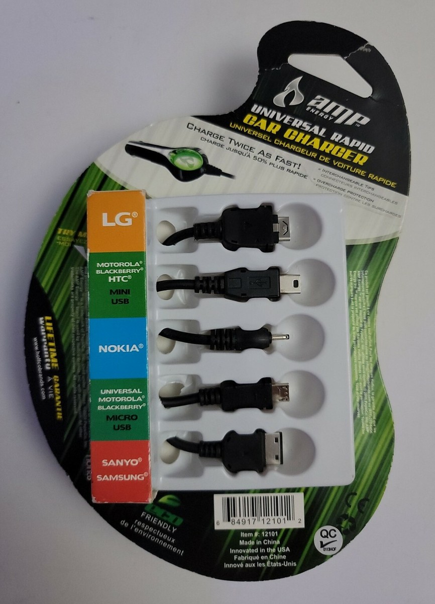 AMP Energy Universal Rapid Car Charger With 5 Tips - 06-12101 | eBay