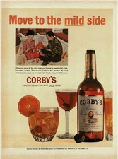 1964 CORBY's Reserve whiskey Couple playing cards on floor art Vintage Print Ad