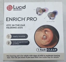 Lucid Hearing Enrich Pro OTC In-The-Ear Hearing Aids Clear NEW OPEN BOX