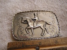 Vintage Belt Buckle Man Riding Horse