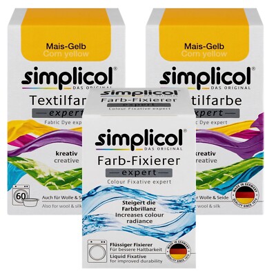 SIMPLICOL Textile Paint EXPERT CORN YELLOW for 600g Fabric 2x Paint and 1x Fixer