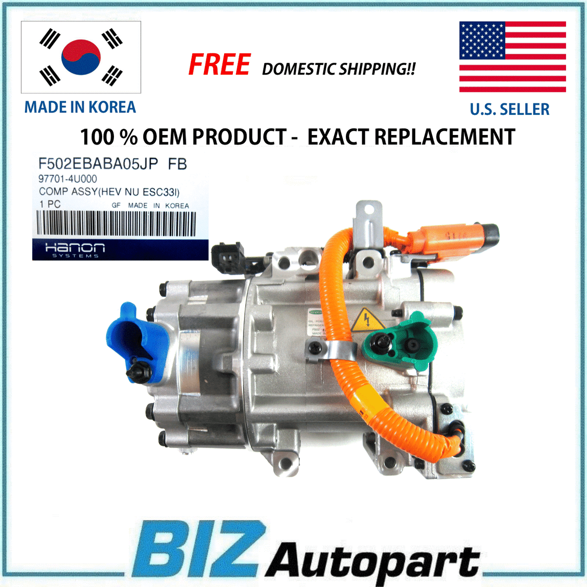 HANON ! A/C COMPRESSOR for 12-15 SONATA 13-16 OPTIMA HYBRID 2.4L