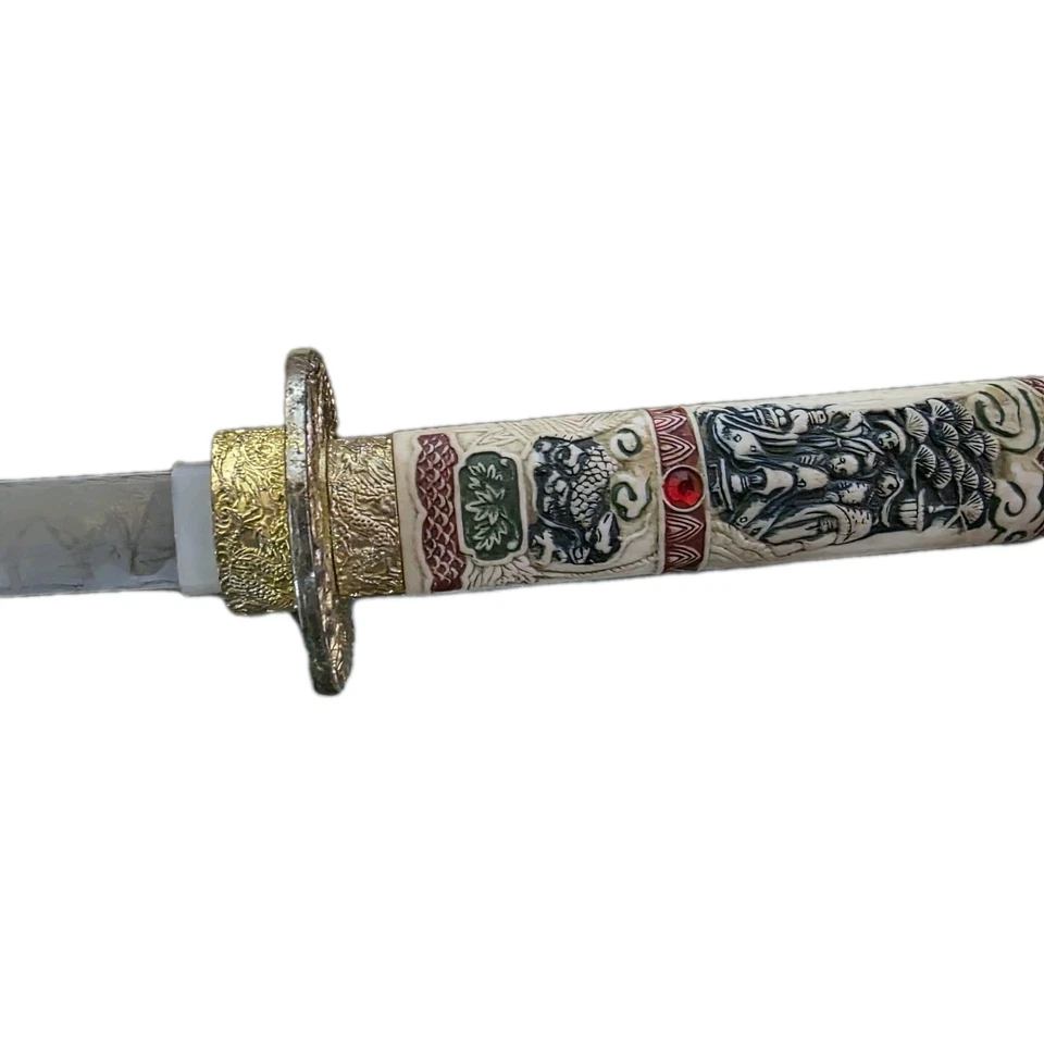 Hoja de Acero Katana Japonesa Cabeza de Dragón Samurai Katana Espada con Funda Roja 34" Foto 4 de 4