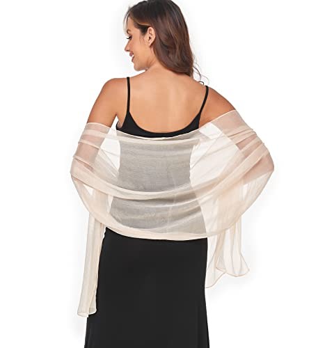 Women Shawls and Wraps for Evening Dress Lightweight Scarf 79''×18'’ Champagne