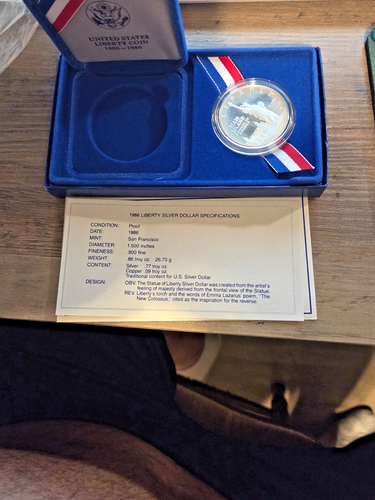 Silber Dollar USA Freiheitsstatue 1986 PP
