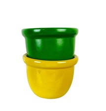 Hall ? 2.5 x 3” Ramekins Sauce Cups Set of 2 One Green One Yellow