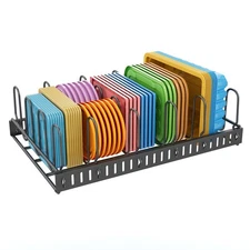Metal Food Container Lid Organizer&Adjustable 6 Dividers Storage Container Li...