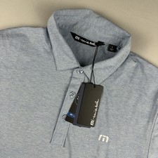 NEW Travis Mathew Prestige Golf Polo Mens Small Heather blue Performance Stretch