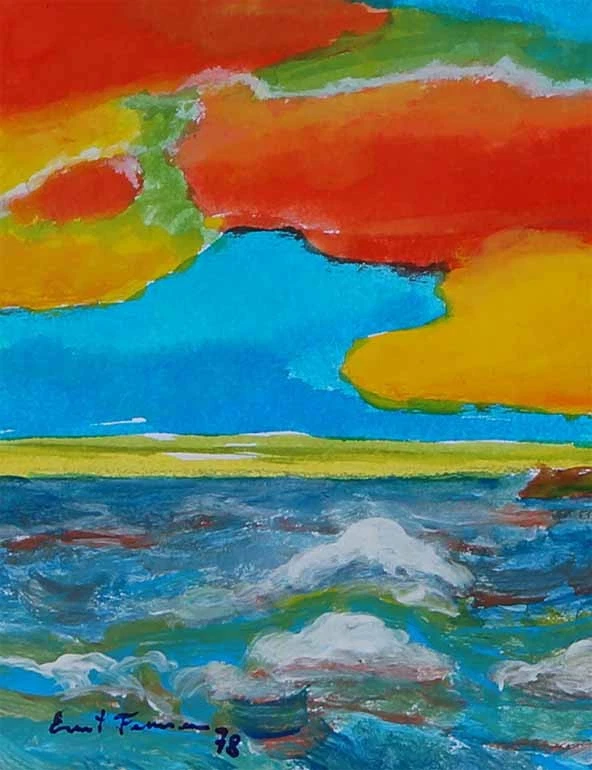 Original Gemälde von Ernst Fermen *1947, Aufkommende Flut - Hallig/Nordsee 1978 - Bild 4 von 4