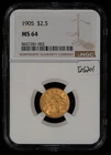 1905 G$2.50 Liberty Head Gold Quarter Eagle - NGC MS 64 - SKU-G6201