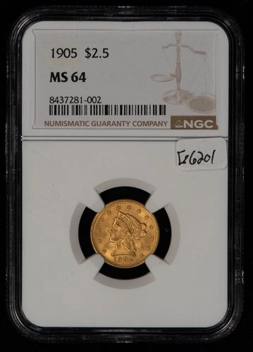 1905 G$2.50 Liberty Head Gold Quarter Eagle - NGC MS 64 - SKU-G6201