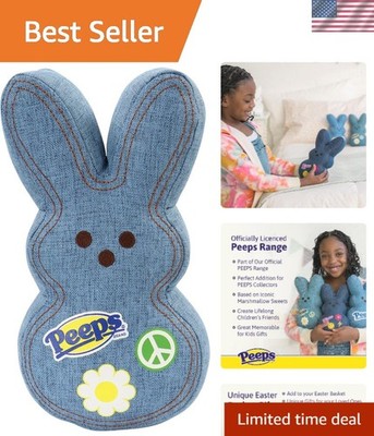 Collectible 9'' Light Blue Denim Bunny Peeps Plush - Surface Washable Fun