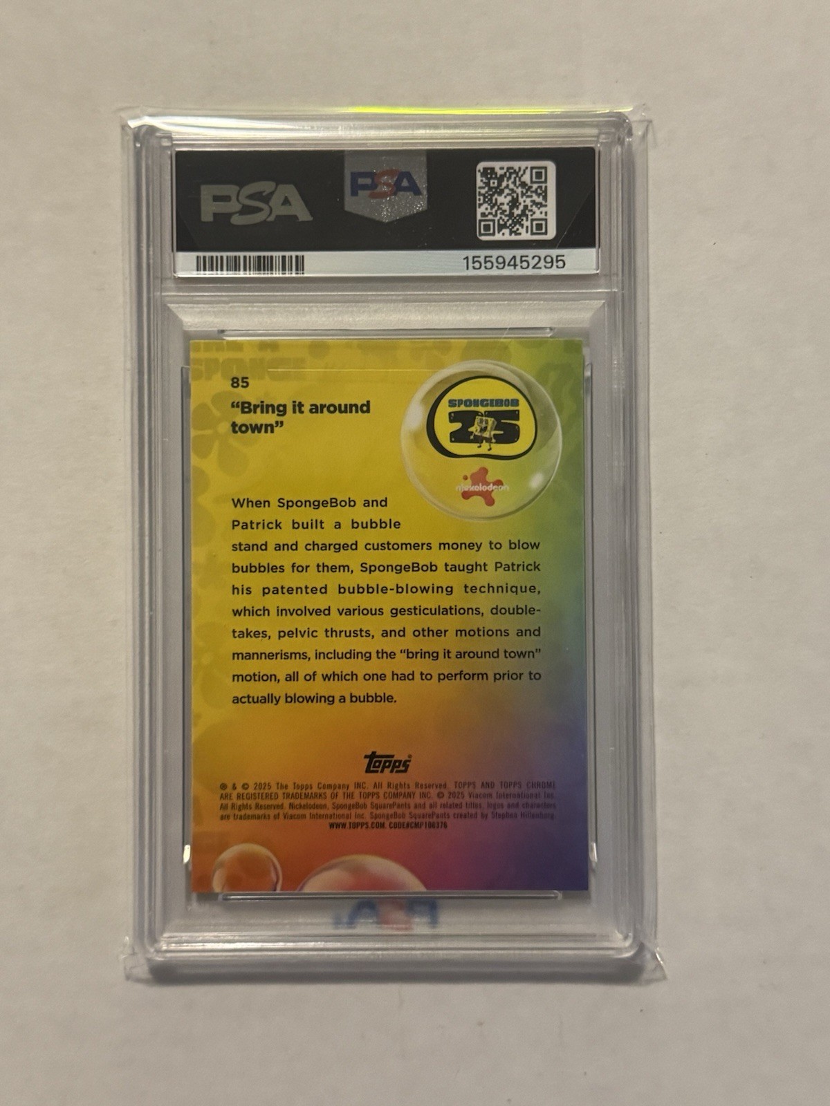 2025 Topps Chrome SpongeBob Bring It Around Town Aqua Lava Refractor /199 Psa 9  view 2