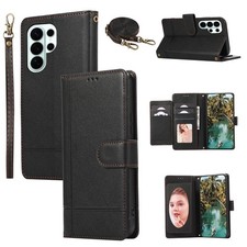 For Samsung Galaxy S26 S25 S24 S23 S22 S21 Mirror Leather Flip Stand Phone Cover