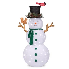 6 FT Christmas Lighted Snowman with 200 LED Lights & Timer Collapsible Snowman