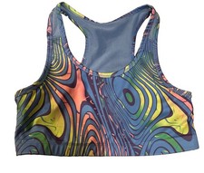 Champion Sports Bra Girls Size XL 16 Wavy Design Blue Rare Comfy Pre-owned