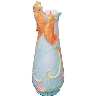 Franz By The Sea Large Seahorse Vase 12'' Nautical Animals Seascape Sealife Rare