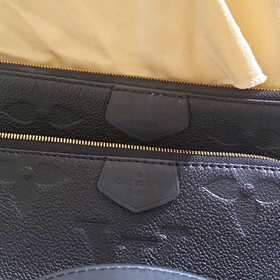Louis Vuitton Black Embossed Monogram Zip Shoulder Bag Gold Hardware Medium
