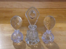 Vintage Perfume Bottles Cut Crystal And Handblown Beaded Glass Original Stoppers