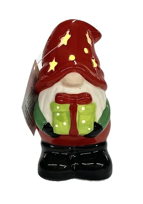 Santa Claus Gnome Light-Up Ceramic Figurine Christmas Decoration 5.5”x 3”x 3” - Image 1 of 4