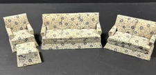 Dollhouse Miniature Furniture Lot Floral Couch Sofa Chair Ottoman Loveseat