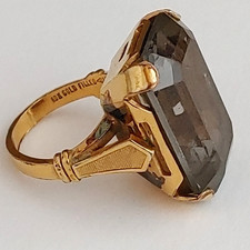 Vintage 1940s C  C Clark  Coombs 10K Gold Filled Faceted Glass Ring Sz 6.25