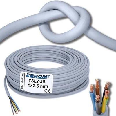 Flexibles YSLY-JB 5x2,5 mm² Verlegekabel z.B. für Wandladestation E-Auto Ladebox
