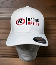 Racing Optics Baseball Cap Adult White S M Fitted Flex Fit Port Authority Flaws