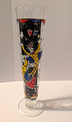 Vintage Ritzenhoff Pilsner Beer Glass 1999 Michal Shalev Jester Clown German Art
